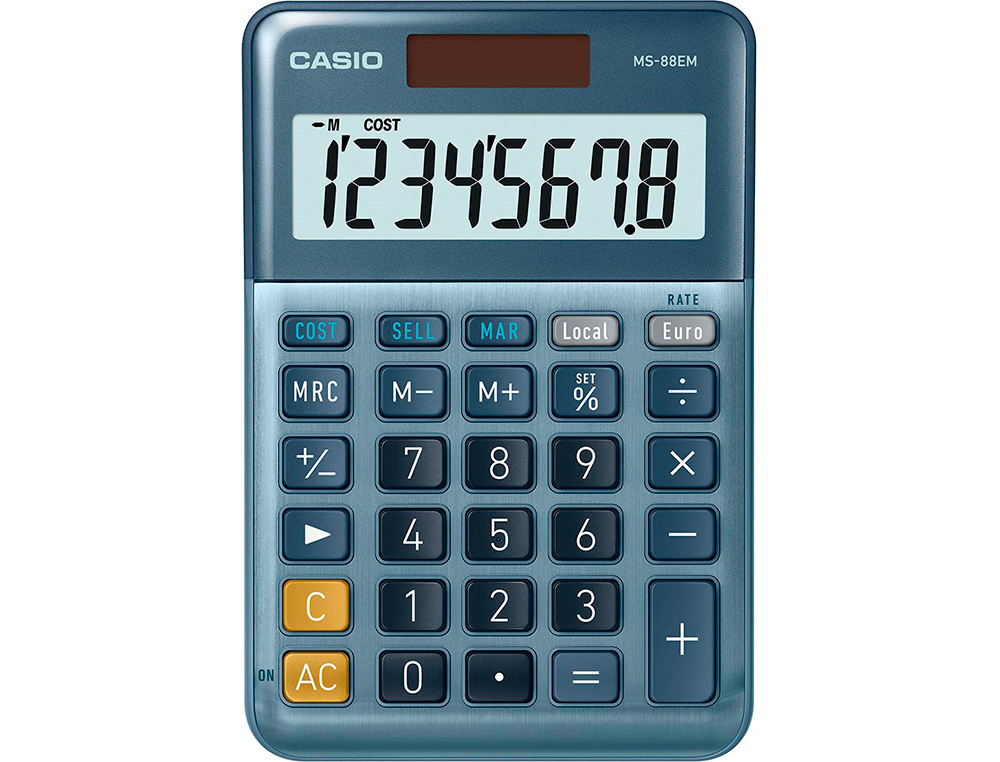 CALCULATRICE CASIO BUREAU 4 OPERATIONS CALCUL TAXE        POURCENTAGE CORRECTION RAPIDE BOITIER COULEUR BLEU