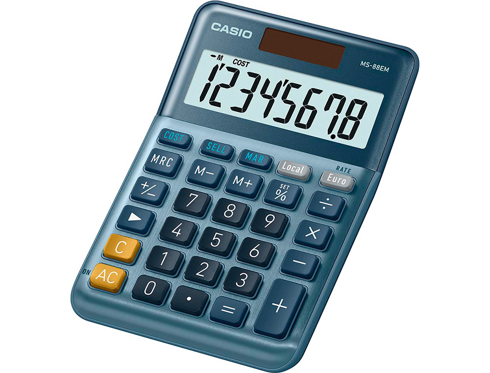 CALCULATRICE CASIO BUREAU 4 OPERATIONS CALCUL TAXE        POURCENTAGE CORRECTION RAPIDE BOITIER COULEUR BLEU