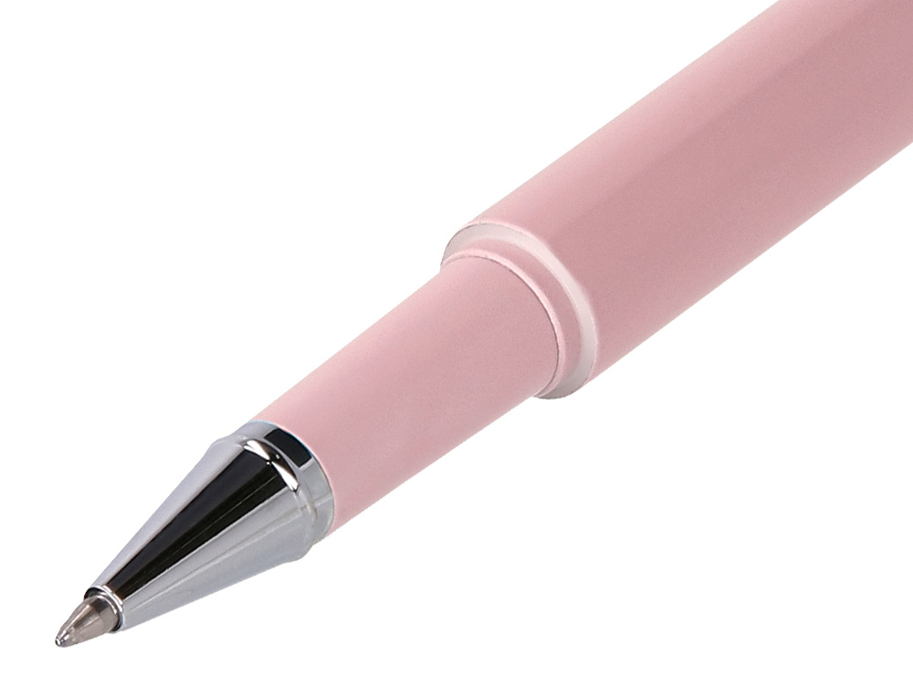 ROLLER ET ETUI EN SIMILI CUIR BELIUS SPACE B MONOCHROME SANS AGRAFE ENCRE BLEUE COLORIS ROSE DANS COFFRET CADEAU