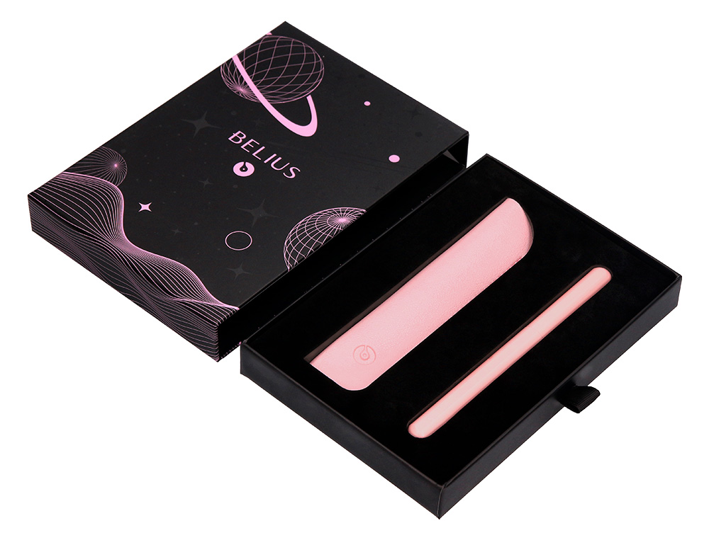 ROLLER ET ETUI EN SIMILI CUIR BELIUS SPACE B MONOCHROME SANS AGRAFE ENCRE BLEUE COLORIS ROSE DANS COFFRET CADEAU