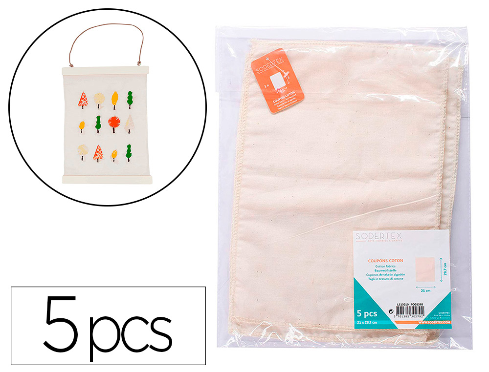 COUPON COTON SODERTEX 21 X 29,7 CM 100G/M  - 5 PCS - 1   COLORIS