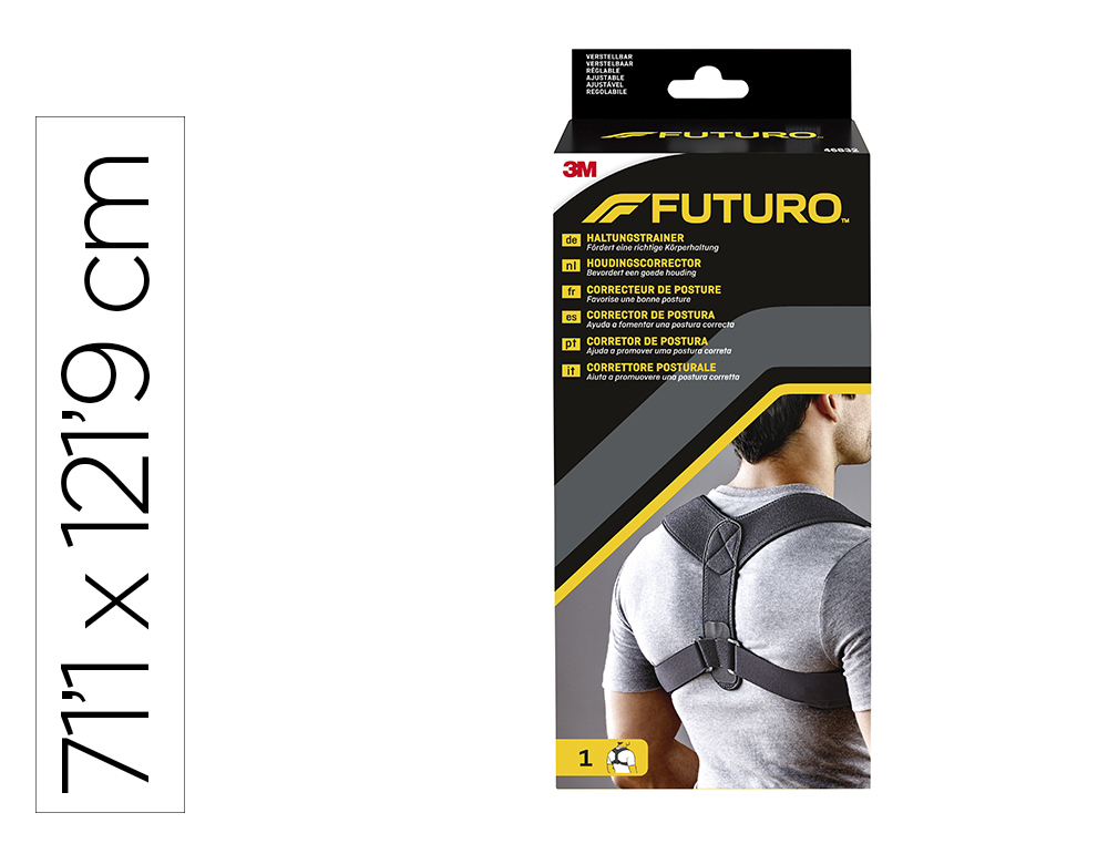 CORRECTEUR POSTURE FUTURO REGLABLE 71,1-121,9CM COLORIS GRIS